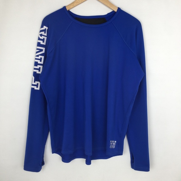PINK Victoria’s Secret Athletic Pullover Top Blue Oversized Women’s Size Small - Picture 4 of 13